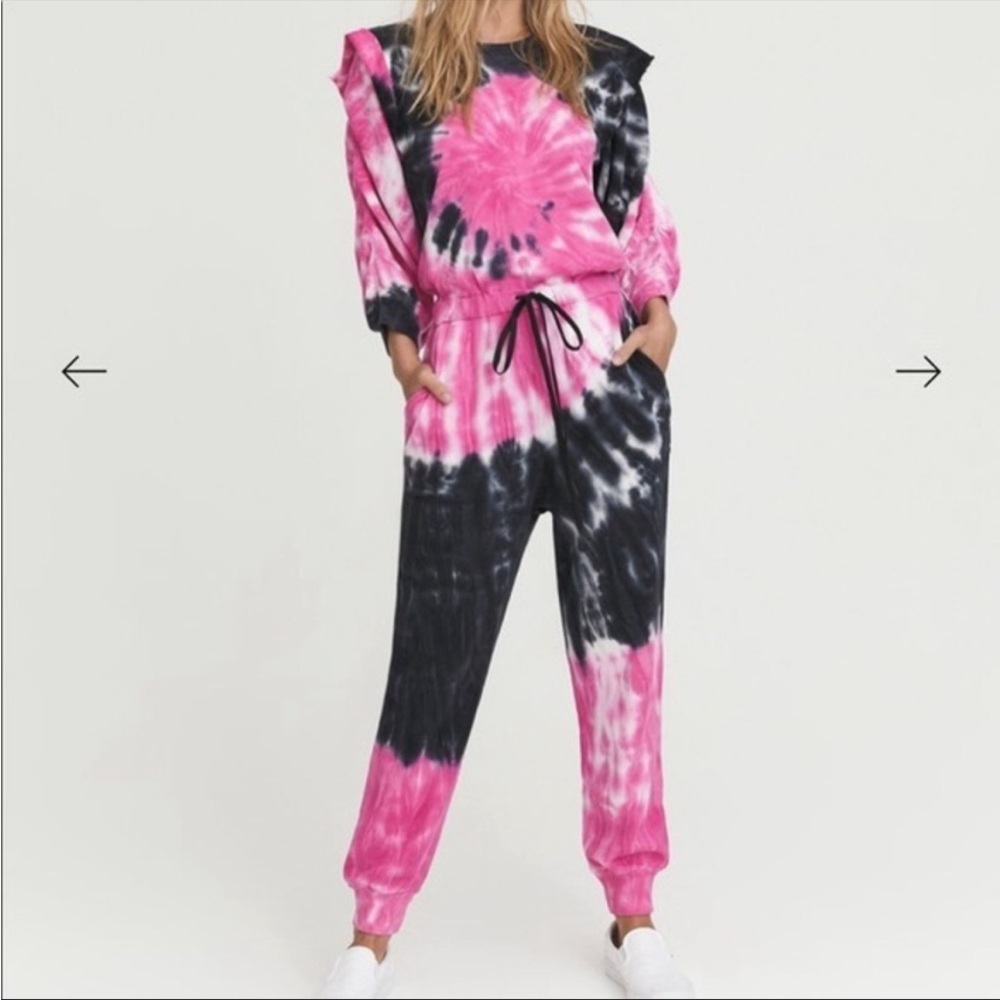 SomethingNavy pink & blue tie dye jumpsuit